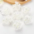 Set of 8 artificial white silk hydrangea flower heads for DIY wedding floral decor - Off White