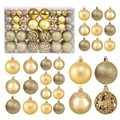 100-pack golden Christmas balls set with matte, glitter, and hollow patterns in a box - Gold