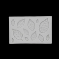 White silicone mold for DIY crafts featuring various detailed 3D leaf designs - 50-553 Leaf / Gray