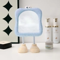 Blue and orange monster-shaped tabletop makeup mirror with rhinestones and feet - Rhinestone Style / Blue with DIY Rhinestone Pack
