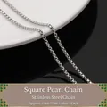 Chaîne box de 2mm en acier inoxydable argenté pour bijoux DIY vendue par 1 mètre - Chaîne Perle Carrée 2mm 1m