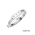Bracelet cœur en acier inoxydable argenté avec diamants et motifs flèches, 60mm diamètre - Argent avec Finition Blanche