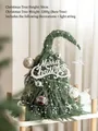Mini sapin de Noël de 50cm avec boules dorées et rouges et guirlande lumineuse LED - Ensemble de Sapin en Cristal de Glace à Cou Tordu (Avec Lumières)