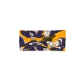 Yellow bohemian headband with dark blue floral print and crossed twist knot design - 28#