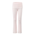 Pantalón de punto rosa con campana, cintura alta acanalada y corte ajustado suave - S / Pantalones de Chándal Rosas