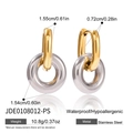 Two-tone stainless steel hoop earrings with gold U-shape and silver round link - Two-tone Nested U-shaped Style (JDE0108012-PS)