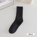 Classic black mid-calf ribbed socks with high-density knit and minimalist lifestyle design - Black