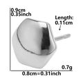 Sleek 304 stainless steel geometric stud earring measuring 0.9cm height and 0.8cm width - Geometric Faceted Poly-Silver