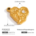 Pendentif cœur en acier inoxydable doré 18k avec relief floral et pierre de zircon - PJ92622 Cœur de Fleurs