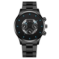 Classic black steel business watch for men with blue index markers by Geneva brand - Black (HS2512-141-01)