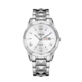 Classic silver quartz watch for men with Roman numerals and stainless steel strap - Silver Case White Dial