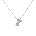 Silver color box chain necklace with a bone shaped pendant set with sparkling zircons - Letter Y / Silver