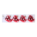 Set of 4 red Christmas mitten ornaments with white polka dots and glitter trim in a box - Style 12 (4-pack)