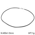 Black 45cm cord necklace with silver lobster clasp 1.5mm width and 1g weight - Steel-1.5mm