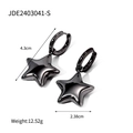 Minimalist pentagram star earrings in a glossy gunmetal black mirror finish - Star Drop Earrings Style (JDE2403041-DZ)