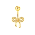 Golden butterfly belly button ring with zircon stones for body piercing jewelry - Gold Bowknot JE1639F