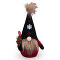 Muñeco de peluche gnomo de Navidad con gorro de copos de nieve y accesorio de esquí rojo - Gnomo de Sombrero Negro Con Tabla de Esquí / Negro