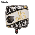 Square 18-inch graduation balloon with Congrats You Did It text and gold star details - 18 Inch Graduation Black Square Balloon