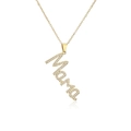 18K gold plated necklace with zircon micro-paved Mama pendant for Mother's Day - Gold White Zirconia