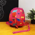 Mochila infantil de dinosaurio rosa con correa de seguridad y estampados alegres - Rosa Rojo
