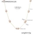 Collar de acero inoxidable dorado con perla de agua dulce y detalles de las medidas - Dorado (P2104)