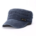 Berretto militare a cima piatta in cotone lavato blu scuro con stemma Sportivo - Regolabile / Blu navy