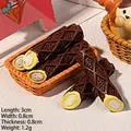 Modèle de rouleau au chocolat en résine pour DIY, mesure 3x0,8cm et pèse 1,2g environ - Bâton de Chocolat - Marron - Crème Jaune