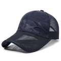 Dunkelblaue Camo-Netzkappe mit Sport-Stickerei für atmungsaktiven Sonnenschutz im Freien - Verstellbar / Marineblau