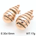 Pendientes de gota huecos en espiral de oro pulido con medida de 30x15mm - Oro rosa
