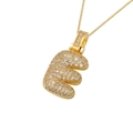 Bubble letter E pendant with cubic zirconia inlay on a gold plated box chain - Gold E