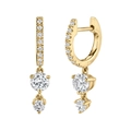 Gold hoop earrings with layered round cubic zirconia pendants and pavé-set crystals - Gold