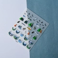 3D embossed nail stickers featuring fox, forest, and snowy mountain landscape design - Forest Snow Mountain Fox Style (TS-202)