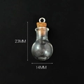 Mini 23x14mm clear glass wish bottle with cork stopper and metal loop for DIY pendants - Transparent Bulb Bottle + Eye Pin Cork