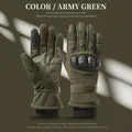 Army green tactical gloves with protective hard shell knuckles and touchscreen capability - L / Soft Shell Thickened Warm-Full Finger / Army Green