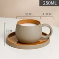 Brown and beige ceramic coffee cup and saucer set with 250ml capacity and dimensions - 250ML / Orange