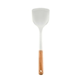 Espátula individual de silicona blanca con mango de madera para sartenes - Espátula