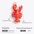 Pendentif homard en émail rouge et alliage doré, accessoire DIY, taille 18.24mm - Homard/Rouge