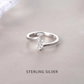 S925 sterling silver open ring featuring a sparkling letter I and a round zircon stone - Letter I