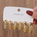Gold Twisted Textured Hoop Style (E0854-1)