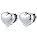 Polished silver heart hoop earrings with a minimalist sleek finish and light reflection - Antique Silver