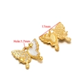 Golden butterfly charm with white enamel and crystals, 17mm size for DIY jewelry - 17mm Gold Butterfly - White