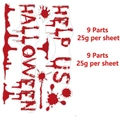 Halloween blood splatter stickers set with HELP US and HALLOWEEN text for party DIY - HELP Slogan