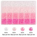 Set perline in ABS 6mm sfumate rosa in scatola da 24 scomparti per gioielli DIY - Set Sfumato Rosa da 6mm (24 Griglie)