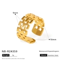 Detail of adjustable gold stainless steel ring with square hollow chain design and specs - Square Hollow Chain Style (NB-R24359)