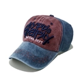 Gorra de béisbol de terciopelo retro con colores contrastantes y bordado NYPD bordado - M (56-58cm) / Rojo y Azul (C)