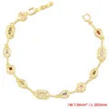 Detail showing 7.0mm width gold chain link bracelet with colorful multi-shape stones - Bracelet / Gold Colorful Zircon Bracelet (VL461)