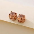 Non-pierced magnetic stud earrings with champagne zircon in rose gold setting - Rose Gold