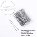 Minimalist 6cm silver U-shaped steel wire hairpins in a 50-piece wholesale pack - 6cm U-Shaped-Bag Pack (50pcs) / Silver