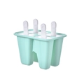 Light green silicone popsicle mold with four cavities and white textured handles - Popsicle Mold 4-Grid Green