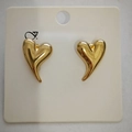 Minimalist heart-shaped stud earrings in polished golden stainless steel - 18K Gold Curved Heart (A-1244)